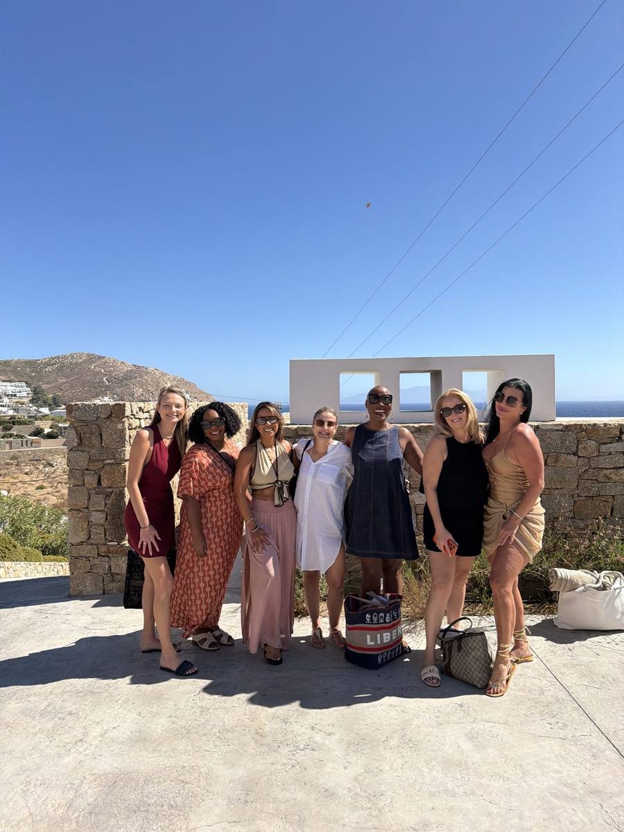Female founders gathered together at the villa on arrival